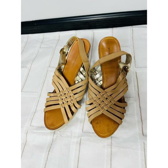 Banana Republic tan strappy wedge sandals size 7 - Picture 1 of 6
